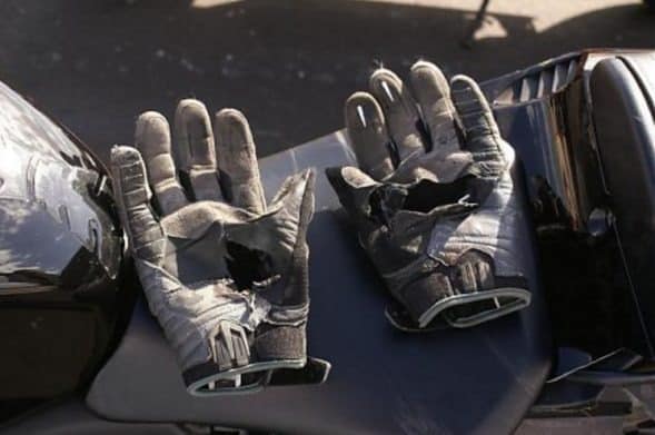 Ripped Motorcycle Gloves Crash