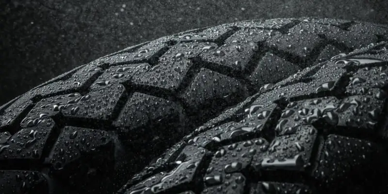 close-up shot of motorcycle tire patterning