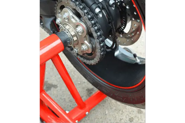 Red motorcycle stand