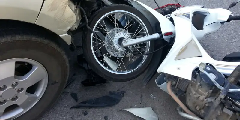 Motorcycle damaged in an accident