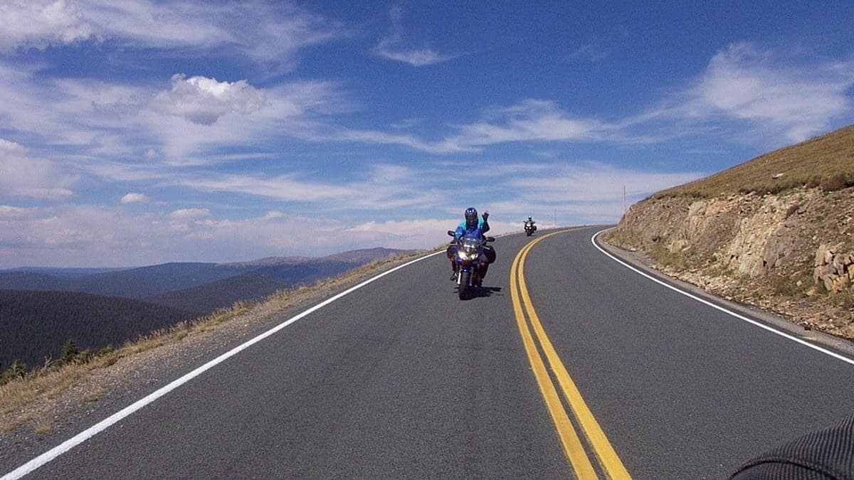 Author of Girls Dont Ride Motorbikes - Dorit Brauer cruising the Rockies
