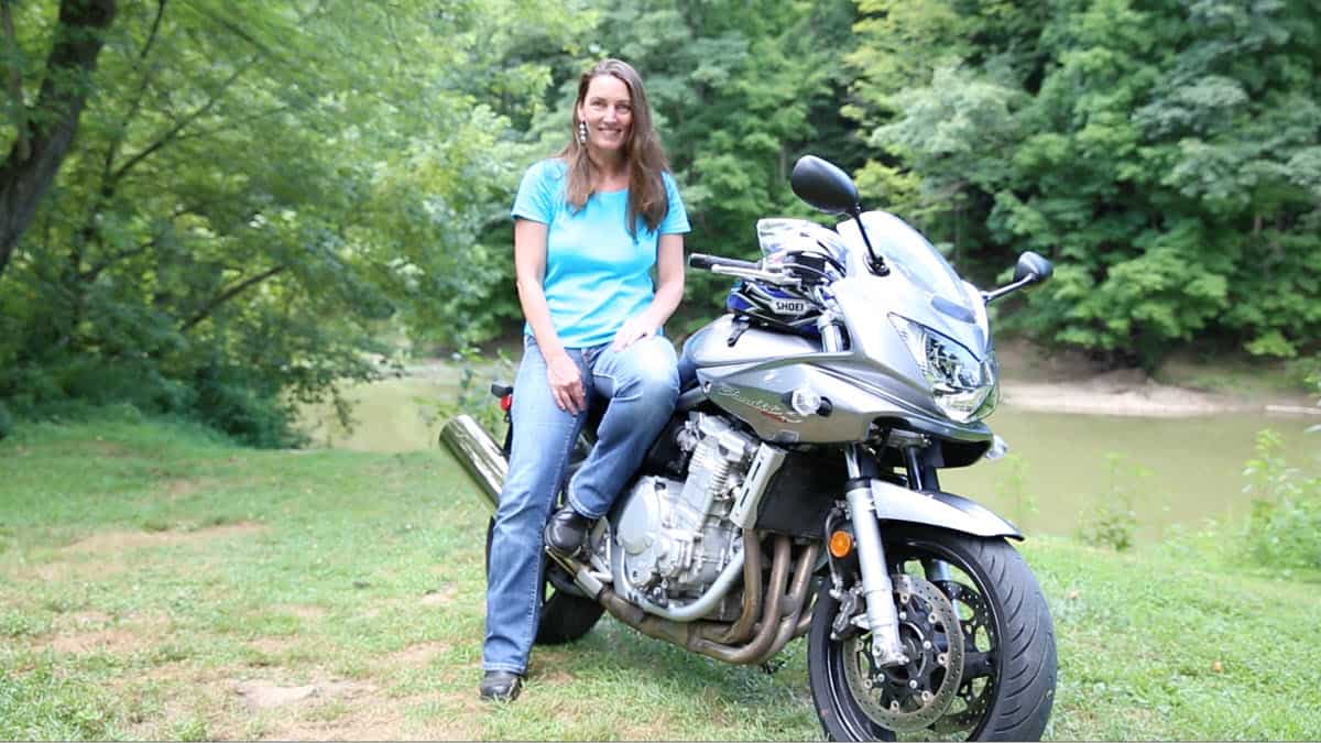 Dorit Brauer with her current motorcycle - Suzuki Bandit 1250