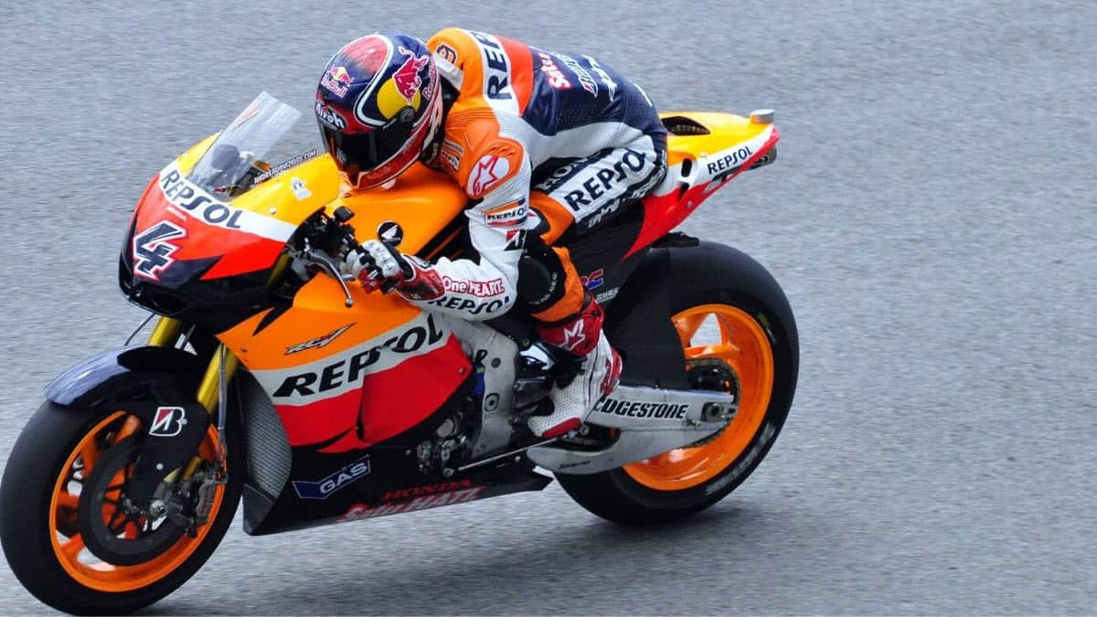 MotoGP rider on race motorcycle with fairings