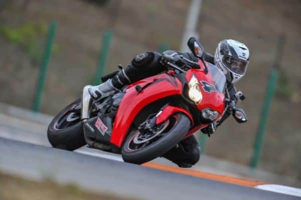 red motorcycle on a race track