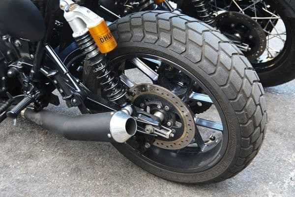 Big Motorcycle With Worn Out Tire