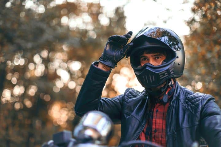 Man In A Motorcycle Helmet