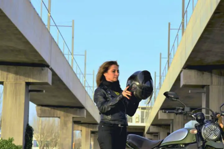 Woman With Motorcycle Helmet
