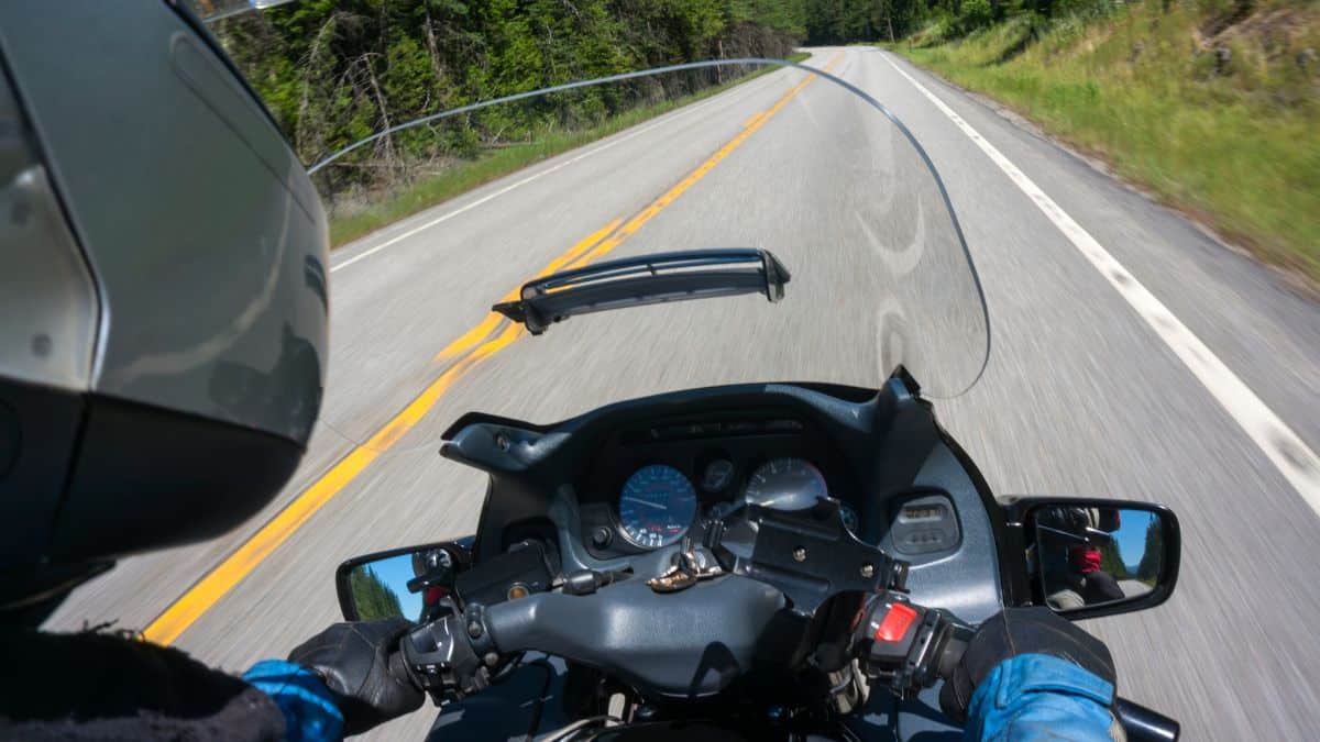 Pov Riding A Motorcycle With A Windshield