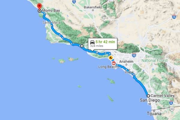 Map Of Carmel To Morro Bay California