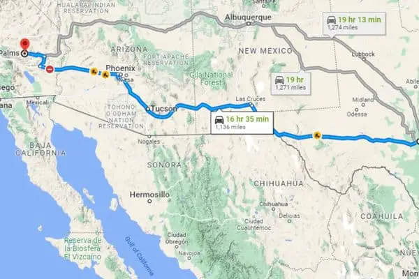 Map Of Interstate 10 To To Twentynine Palms California