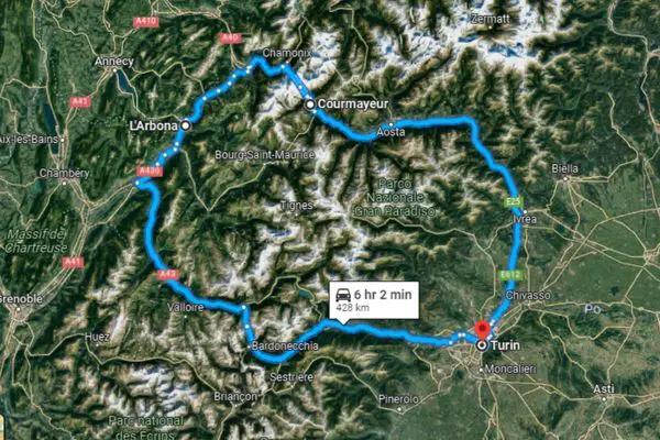 Map Of Motorcycle Road Trip Through Italian Alps