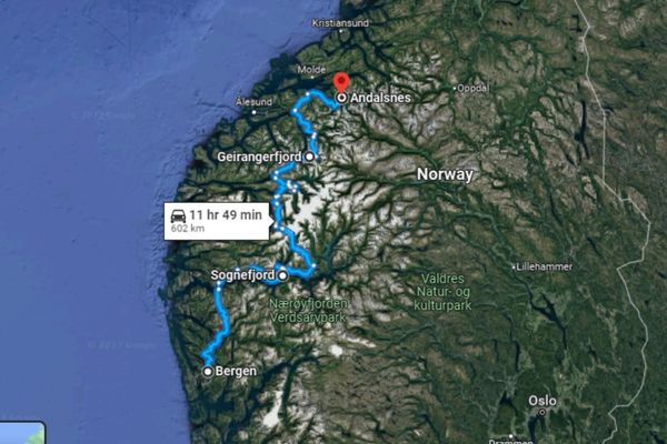 Map Of Motorcycle Trip Through Norwegian Fjords