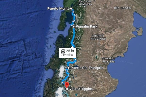 Map Of Carreterra Austral Motorcycle Trip Through Chile