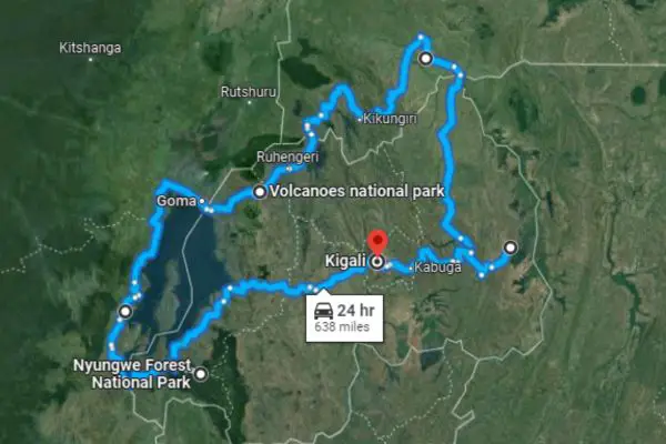 Map Of Rwanda Motorcycle Road Trip