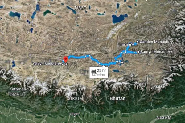 Map Of Trans Tibet Motorcycle Tour