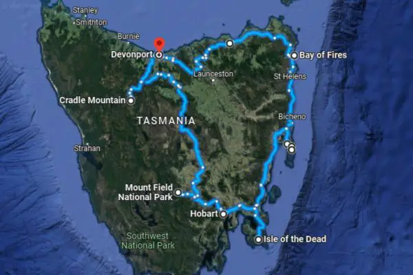Map Of Tasmania Motorcycle Tour
