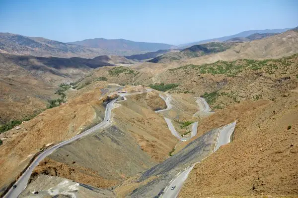 Road Winding Through Atlas Mountains In Morocco